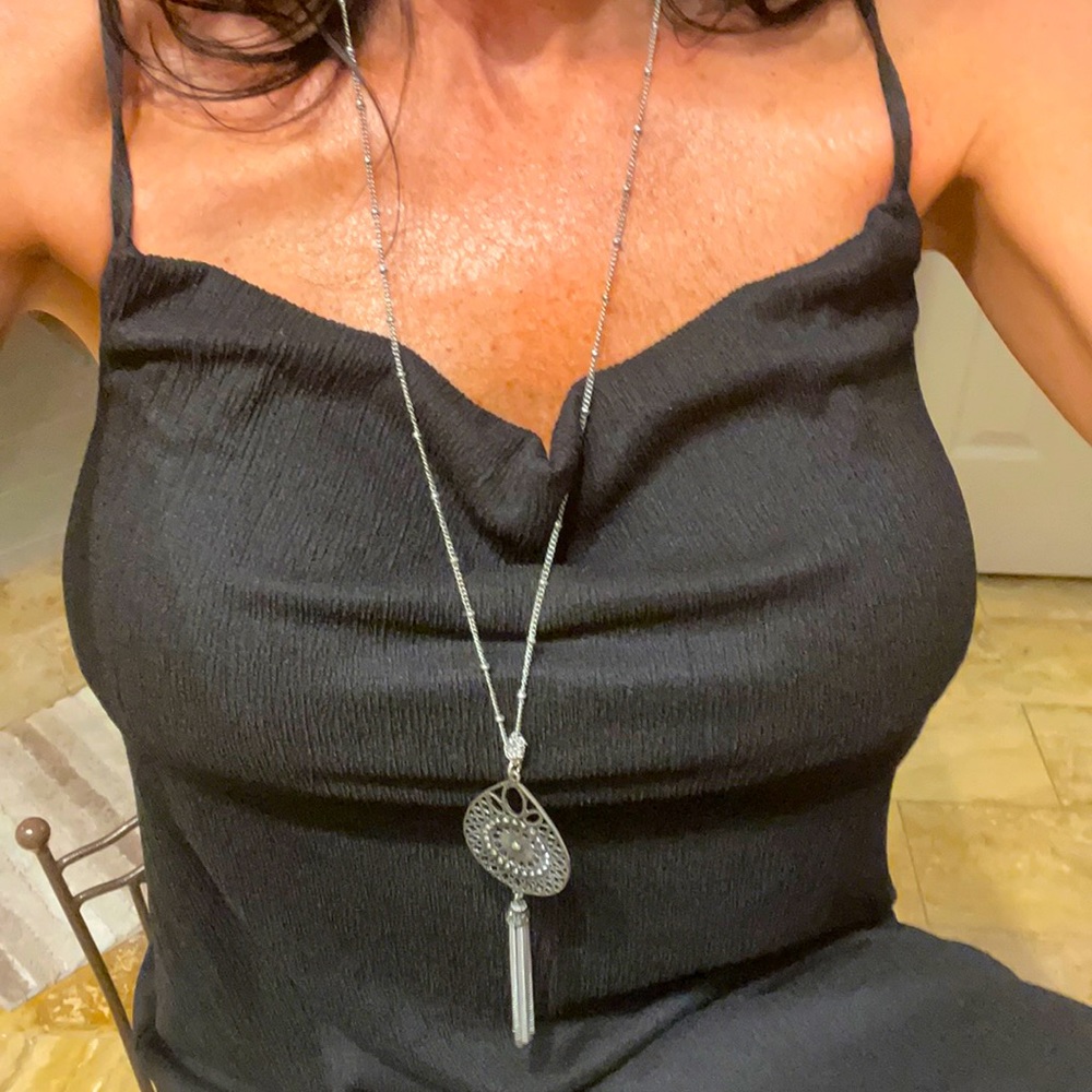 Silver adjustable length statement necklace